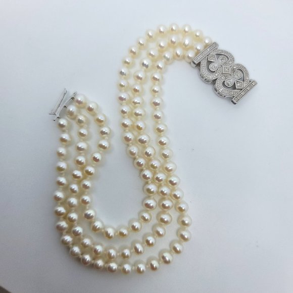 VAHAN Jewelry - Diamond, Pearl & Sterling Bracelet